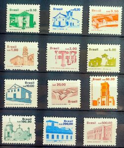 Selo Regular RHM 644 a 655 Patrimonio Historico Brasileiro 1986 Serie Completa
