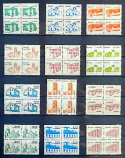 Selo Regular RHM 644 a 655 Patrimonio Historico Brasileiro 1986 Serie Completa Quadra