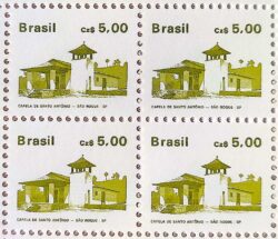 Selo Regular RHM 649 Patrimonio Historico Capela Sao Roque 1987 Quadra