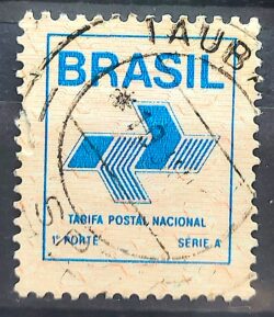 Selo Regular RHM 667 Comprovante de Franqueamento Azul Bege Papel Brilhante 1988 Circulado 1