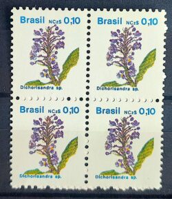 Selo Regular RHM 669 Flora Brasileira NCzS 0p10 1989 Quadra