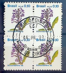 Selo Regular RHM 669 Flora Brasileira NCzS 0p10 1989 Quadra CBC DF