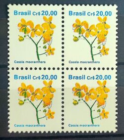 Selo Regular RHM 680 Flora Brasileira CrS 20 1990 Quadra