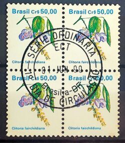 Selo Regular RHM 681 Flora Brasileira CrS 50 1990 Quadra CBC DF