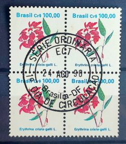 Selo Regular RHM 682 Flora Brasileira CrS 100 FSF 1990 Quadra CBC DF