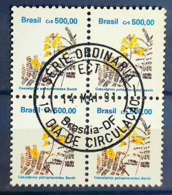 Selo Regular RHM 685 Flora Brasileira CrS 500 1991 Quadra CBC DF