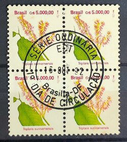 Selo Regular RHM 688 Flora Brasileira CrS 5000 1992 Quadra CBC DF