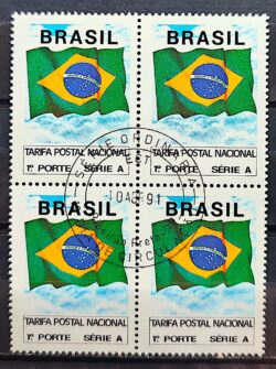 Selo Regular RHM 689 Bandeira Nacional 1991 Quadra CBC Ribeirao Preto