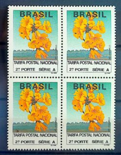 Selo Regular RHM 690 Comprovante de Franqueamento 2 Porte Ipe Amarelo 1992 Quadra