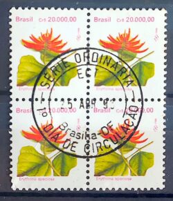 Selo Regular RHM 694 Flora Brasileira CrS 20000 1993 Quadra CBC DF