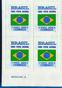 Selo Regular RHM 695 Bandeira Nacional FSF ECT 1993 Quadra Vinheta Codigo 3
