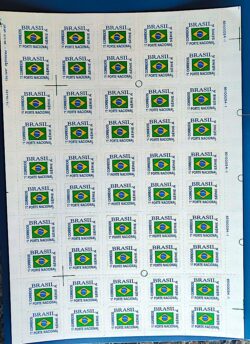 Selo Regular RHM 698 Comprovante de Franqueamento Bandeira 1994 Folha