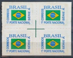 Selo Regular RHM 698 Comprovante de Franqueamento Bandeira 1994 Quadra Cruz