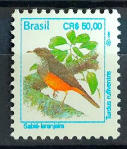 Selo Regular RHM 702 Passaros Urbanos Sabia CRS 50 1994