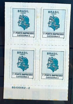 Selo Regular RHM 706 Comprovante de Franqueamento Impresso 1 Porte Efigie Mulher 1994 Quadra Vinheta Codigo