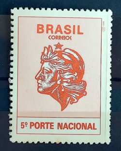 Selo Regular RHM 709 Comprovante de Franqueamento 5 Porte Efigie Mulher 1994