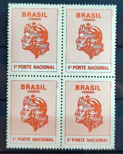 Selo Regular RHM 709 Comprovante de Franqueamento 5 Porte Efigie Mulher 1994 Quadra