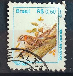 Selo Regular RHM 715 Passaros Urbanos Tico Tico RS 0p50 1994 Circulado 1