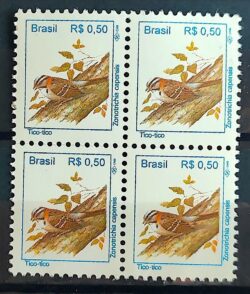 Selo Regular RHM 715 Passaros Urbanos Tico Tico RS 0p50 1994 Quadra