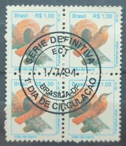 Selo Regular RHM 716 Passaros Urbanos Joao de Barro RS 1 1994 Quadra CBC DF