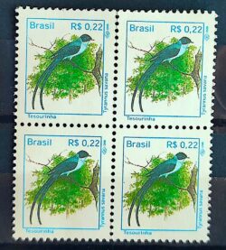 Selo Regular RHM 741 Passaros Urbanos RS 0p22 1997 Quadra