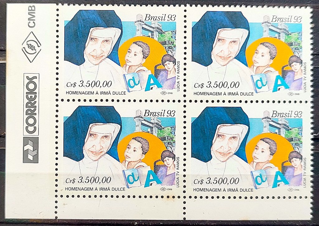 C 1829 Selo Irma Dulce Religiao Elevador Lacerda Bahia Educacao 1993 Quadra Vinheta Correios