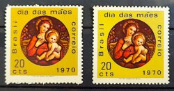 C 674 Selo Dia das Maes Maria Jesus Religiao 1970 Variedade de Cor