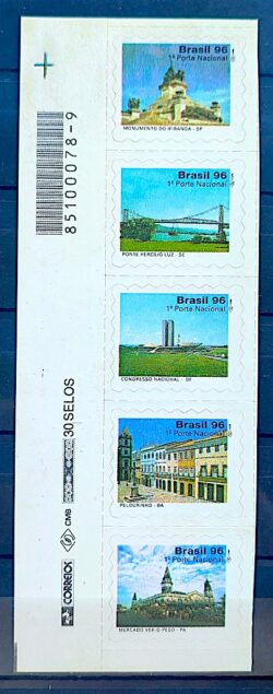 Selo Regular RHM 724 Turismo no Brasil 1997 Serie Completa Vinheta Correios