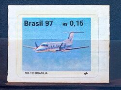 Selo Regular RHM 730 Avioes Brasileiros Aviao 1997 MB 120 Brasilia