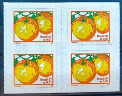 Selo Regular RHM 735 B1 Fruta Laranja Perce em Linha 1997 Quadra