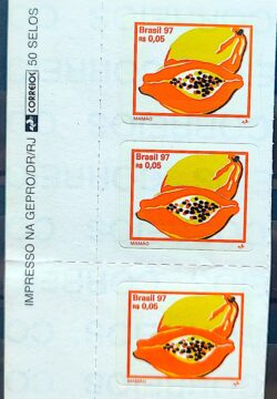 Selo Regular RHM 737 B2 Fruta Mamao Perce em Linha 1997 Vinheta Correios
