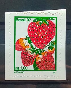 Selo Regular RHM 743 B3 Fruta Morango Perce em Onda Rarissimo 1997 6