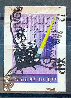 Selo Regular RHM 748 Cidadania Mapa 1997 Cultura Cinema Musica Arte Circulado 1
