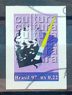 Selo Regular RHM 748 Cidadania Mapa 1997 Cultura Cinema Musica Arte Circulado 2