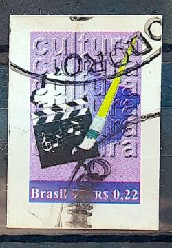 Selo Regular RHM 748 Cidadania Mapa 1997 Cultura Cinema Musica Arte Circulado 3