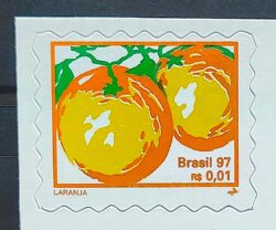 Selo Regular RHM 749 B3 Fruta Laranja Perce em Onda 1998
