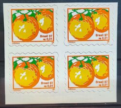 Selo Regular RHM 749 B3 Fruta Laranja Perce em Onda 1998 Quadra