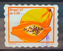 Selo Regular RHM 751 Fruta Mamao Perce em Onda 1998 Circulado 1