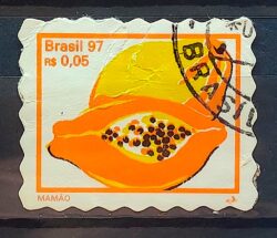 Selo Regular RHM 751 Fruta Mamao Perce em Onda 1998 Circulado 2