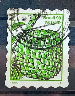 Selo Regular RHM 754 Fruta Pinha Perce em Onda 1998 Circulado 1