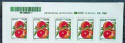 Selo Regular RHM 755 B3 Fruta Maca Perce em Onda 1998 5 Unidades Vinheta Correios