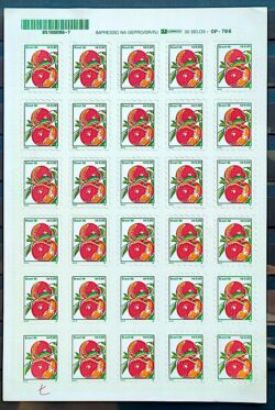 Selo Regular RHM 755 B3 Fruta Maca Perce em Onda 1998 Folha