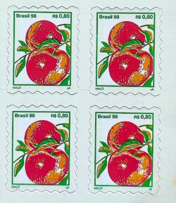 Selo Regular RHM 755 B3 Fruta Maca Perce em Onda 1998 Quadra