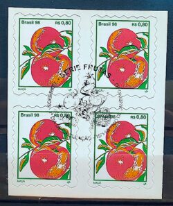 Selo Regular RHM 755 B3 Fruta Maca Perce em Onda 1998 Quadra CBC RJ 1