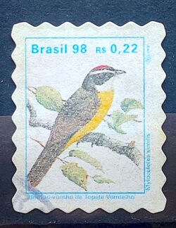 Selo Regular RHM 758 Passaros Urbanos Bem Te Vizinho do Topete Vermelho 1998 Circulado 2