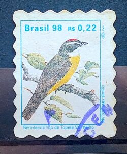 Selo Regular RHM 758 Passaros Urbanos Bem Te Vizinho do Topete Vermelho 1998 Circulado 3