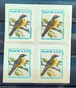 Selo Regular RHM 758 Passaros Urbanos Bem Te Vizinho do Topete Vermelho 1998 Quadra