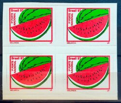 Selo Regular RHM 766 Fruta Melancia Microsserrilha 1999 Quadra