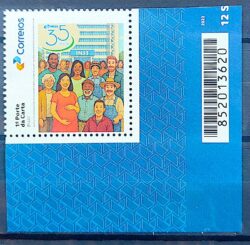 SI 87 Selo Institucional 35 Anos Instituto Nacional de Seguro Social INSS 2025 Codigo de Barras