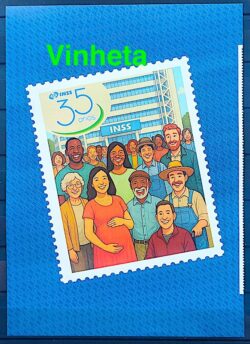 SI 87 Vinheta do Selo Institucional 35 Anos Instituto Nacional de Seguro Social INSS 2025